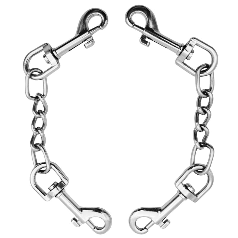 Dog Collar Safety Clip Metal Clasp Double Ended Connector 2 Pack Prong Chew Proof Backup Dog Clip for Pet Harness Collar Leash Necklaces Dog Strap Lead Carabiner Heavy-Duty Chain 8 inch - PawsPlanet Australia
