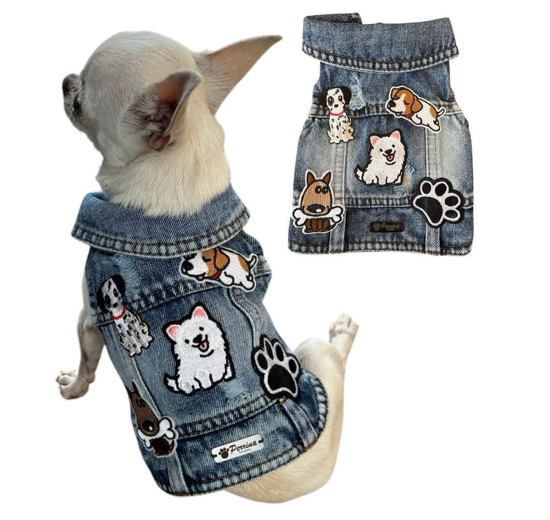 Dog Jean Jacket - Cute Dog Outfits for Small & Medium Pets - Light & Breathable Denim Vest - Stylish Denim Cat Jacket Unique Designs - Easy to Wear & Take Off-Cool Puppy Clothes (X-Small) X-Small - PawsPlanet Australia