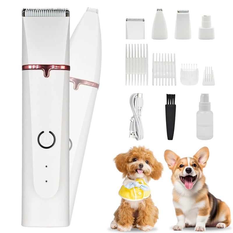 Dog Grooming Kit & Clipper - Low Noise, Cordless & Rechargeable Electric Pet Groomer, 4-in-1 Safe Trimmer for Dogs/Cats - Gentle on Paws, Face, Ears & Sensitive Areas - PawsPlanet Australia