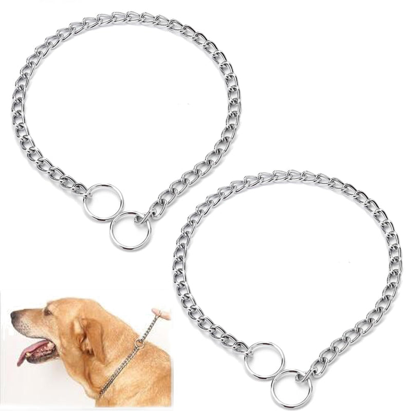 Silver Choke Chain for Dogs, 2Pack Heavy Duty Training Choker Collar for Dogs Metal Slip P Link Martingale Collars Puppy Chain for XXS XS Small Medium Large Dog, XL XL(Neck Max 22inch)D4mm 2Pack Silver - PawsPlanet Australia