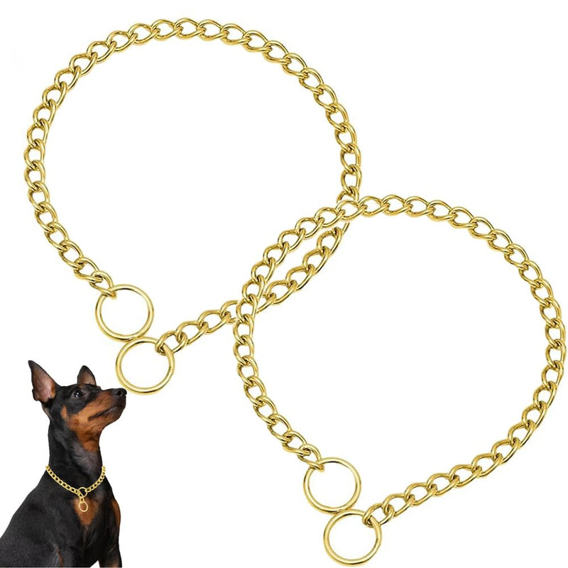 Gold Choke Chain for Dogs, 2Pack Heavy Duty Training Choker Collar for Dogs Metal Slip P Link Martingale Collars for XXS XS Small Medium Large Dog, XL XL(Neck Max 22inch)D4mm 2Pack Gold - PawsPlanet Australia
