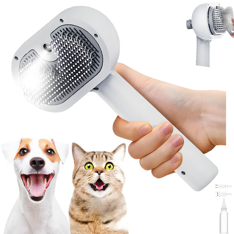 Pet Steam Brush for Dog & Cat – Spray Hair Removal Comb – Steam for Shedding & Grooming – Water Brush for Long & Short Haired Pets - PawsPlanet Australia