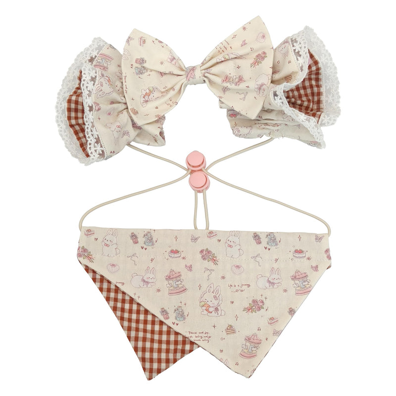 Soft Cotton Dog Headband for Cocker Spaniel, Cavalier, Springer - Adjustable Bow Pet Hair Accessory (Dog Bow Beige) Dog Bow Beige - PawsPlanet Australia