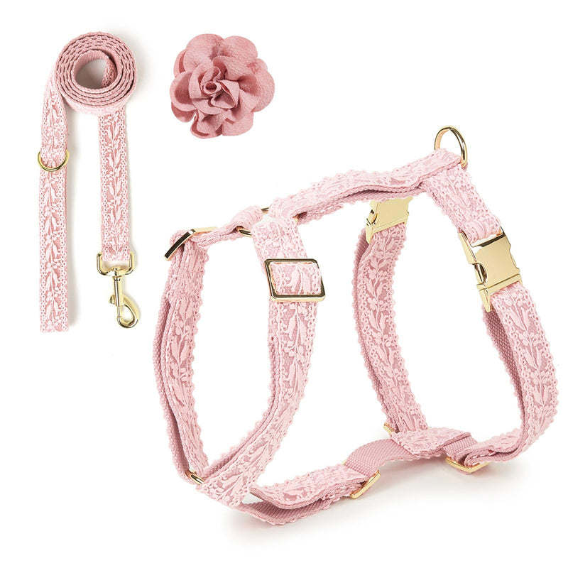 Pink Big Dog Harness Set Lightweight Pet Wedding Birthday Party Harness with Leash & Handle for Medium Large Dogs L Pink Harness Set