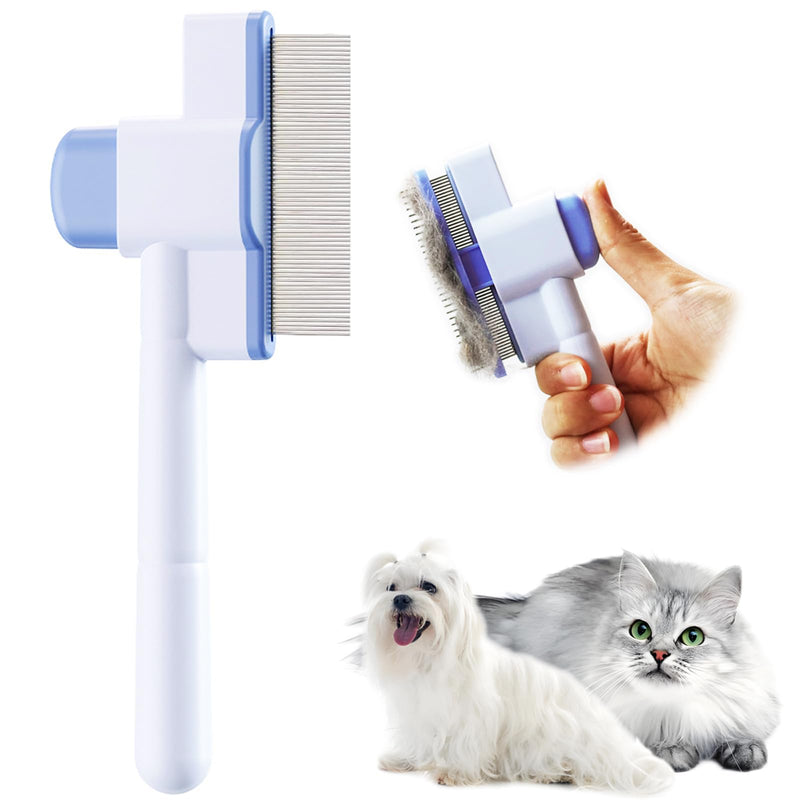 Cat Comb Flea Comb Pet Self Cleaning Upgraded Cat Brush for Long&Short Haired Cats & Dogs（Blue) Blue - PawsPlanet Australia