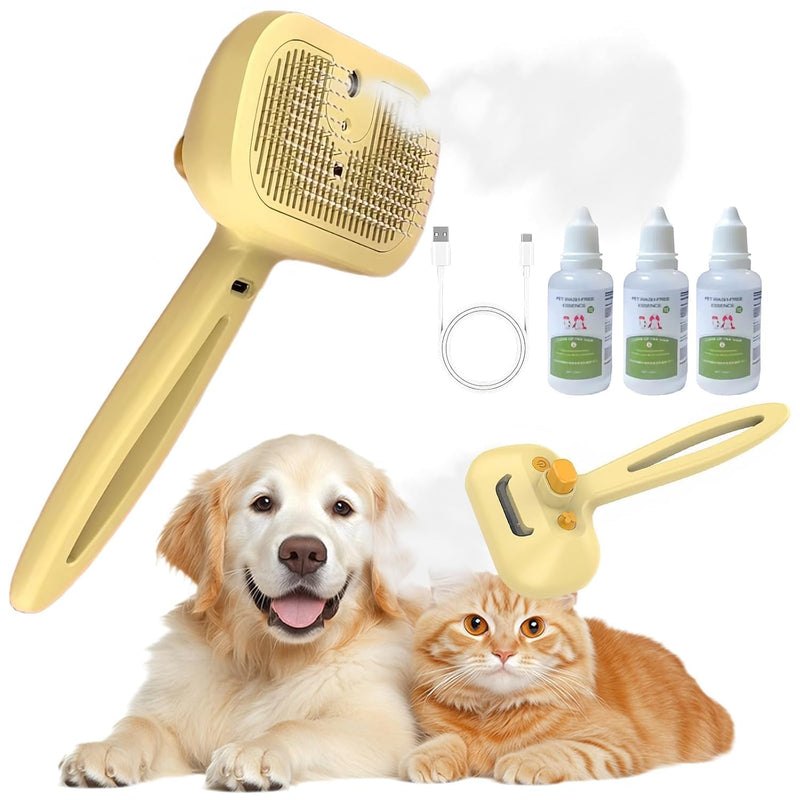Indoor Cat Steam Brush, Rechargeable Self-Cleaning Four in One Anti-Static Steam Pet Brush, Used for Combing and Massaging Loose Fallen Pet Hair, Suitable for Long and Short Haired Dog Steam Brushes - PawsPlanet Australia
