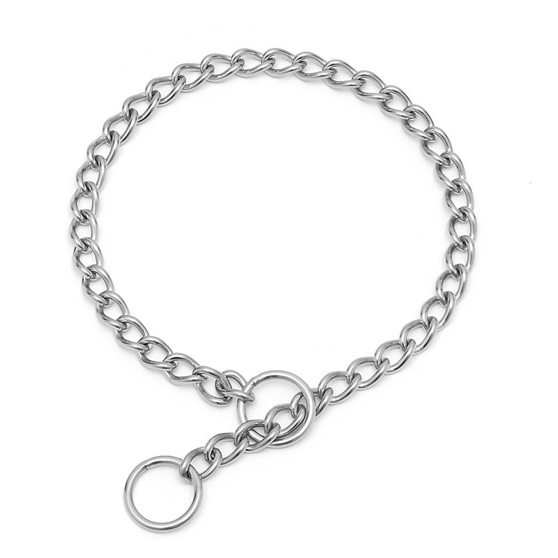 Stainless Steel Choke Chain for Dogs, Metal Slip P-Link Training Heavy Duty Dog Choke Collar Puppy Collars for Small Medium Large Big XL Breed Dogs, Silver L L(Neck Max 20inch)D3.5mm