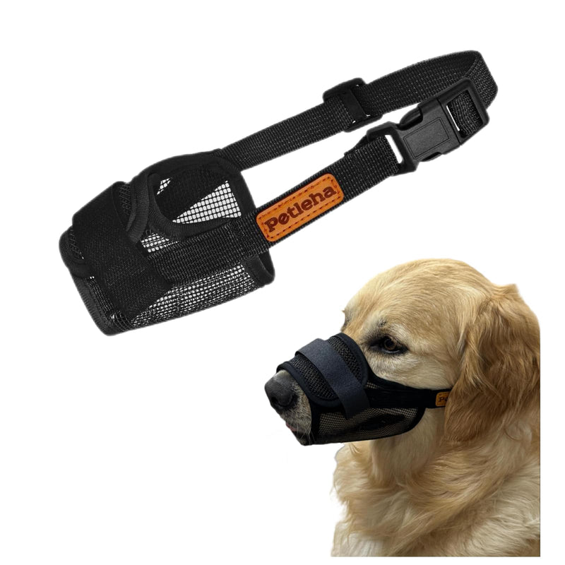 Dog Muzzle for Large Dogs – Soft Cotton Mesh Adjustable Breathable Muzzle for Biting, Barking, Grooming & Training(Black, L) Black - PawsPlanet Australia