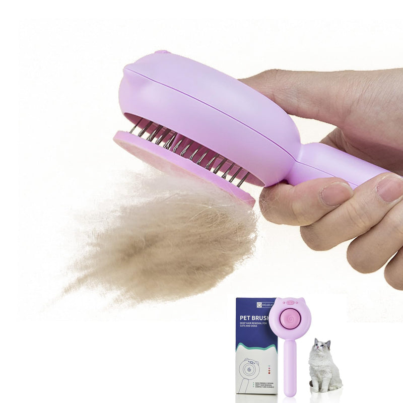 Cat Brush Dog brushes with Release Button for Shedding Grooming, fit for Long or Medium Haired Cats, Lightweight Skin Friendly Pet Brush Hair Removal Comb Brushes for Kitten Pink