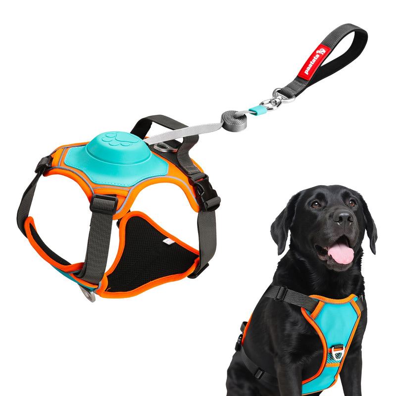 No Pull Dog Harness, 2 in 1 Retractable Harness with Auto-Lock, Reflective Breathable Mesh and Handle, Adjustable Leash Set for Small, Medium,Large Dogs,Cats (Color 1, L) COLOR 1 - PawsPlanet Australia