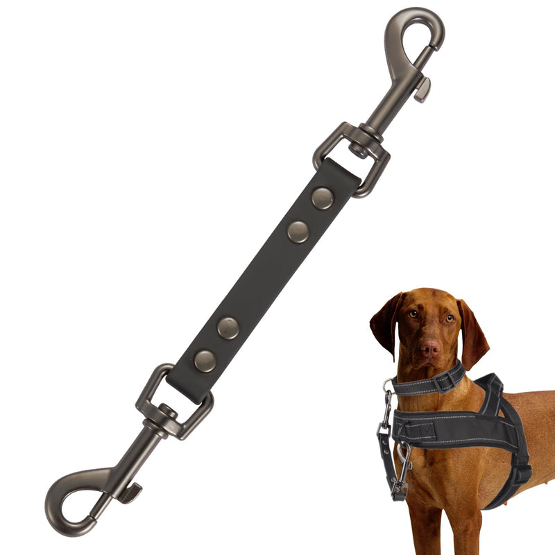 Dog Safety Collar Clip – Waterproof Backup Connector with Dual Hooks for Harness and Collar | Leash Safety Attachment for Training & Walking (Black, 9 inch) Black - PawsPlanet Australia