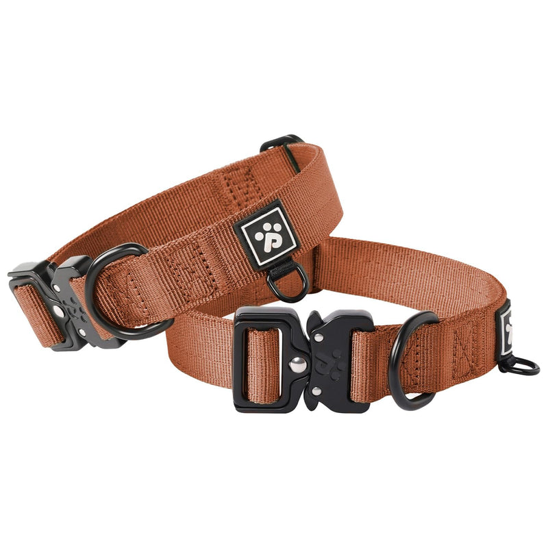 Reflective Dog Collars for Large Dogs, Heavy Duty Tactical Dog Collar with Metal Buckle, Durable Pet Collar Quick Release, Reinforced Nylon No Pull Dog Collar (Canyon Red, L) Canyon Red - PawsPlanet Australia