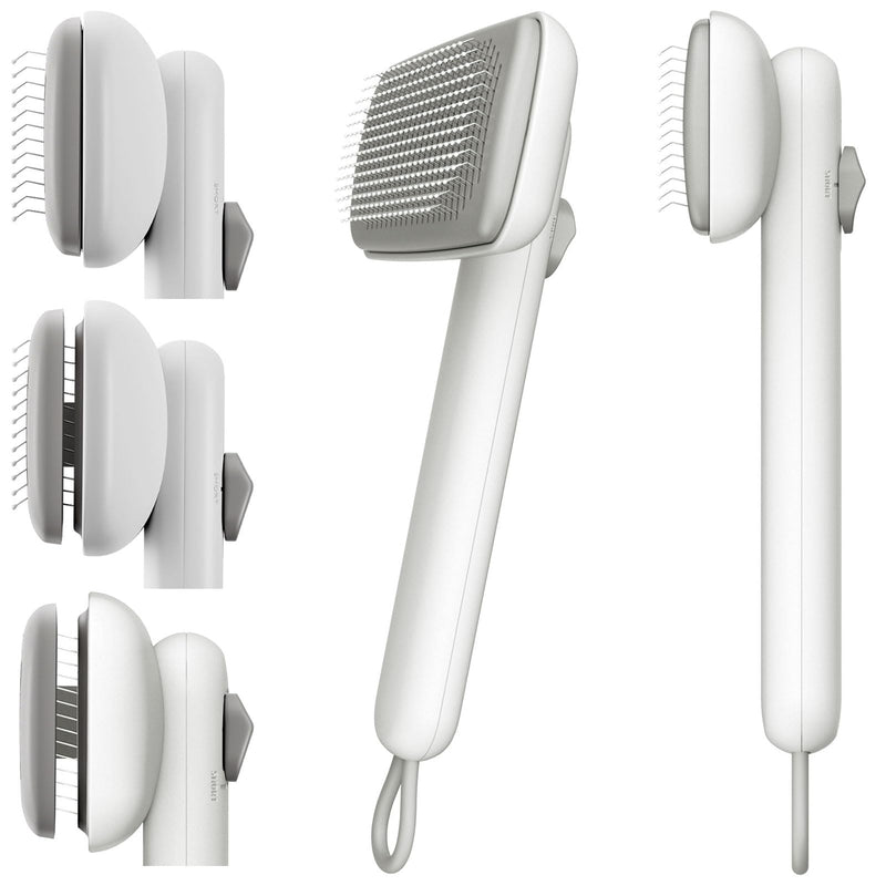 Self Cleaning Shedding Brush Grooming Tool for Long and Short Haired Dogs Cats Deshedding Hair Removal (White) White - PawsPlanet Australia