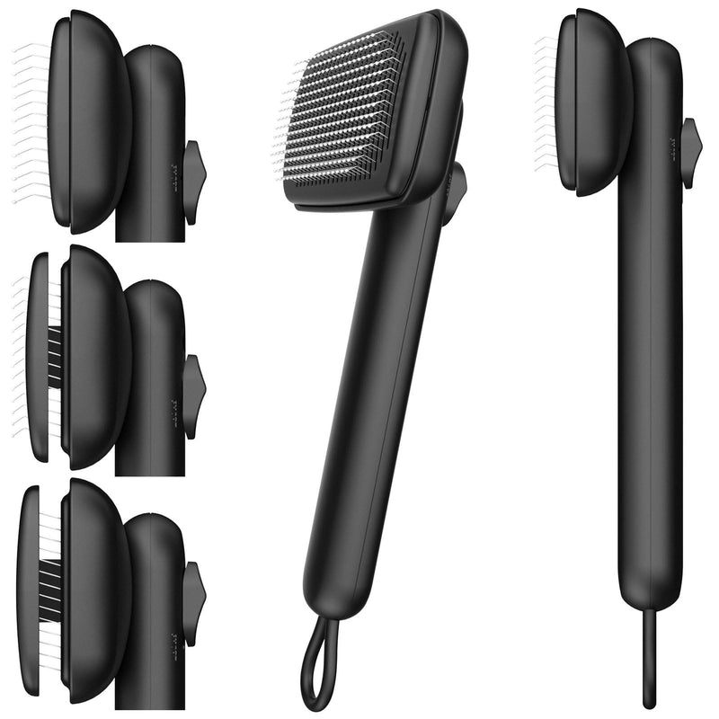 Self Cleaning Shedding Brush Grooming Tool for Long and Short Haired Dogs Cats Deshedding Hair Removal (Black) Black - PawsPlanet Australia
