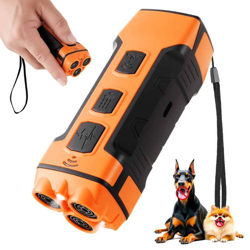 Dog Bark Deterrent Devices Anti Barking Device for Dogs 5in1 Solution for Dog Behavior Problems Safe Portable Flashlight & Beep for Small, Medium & Large Dogs Orange - PawsPlanet Australia