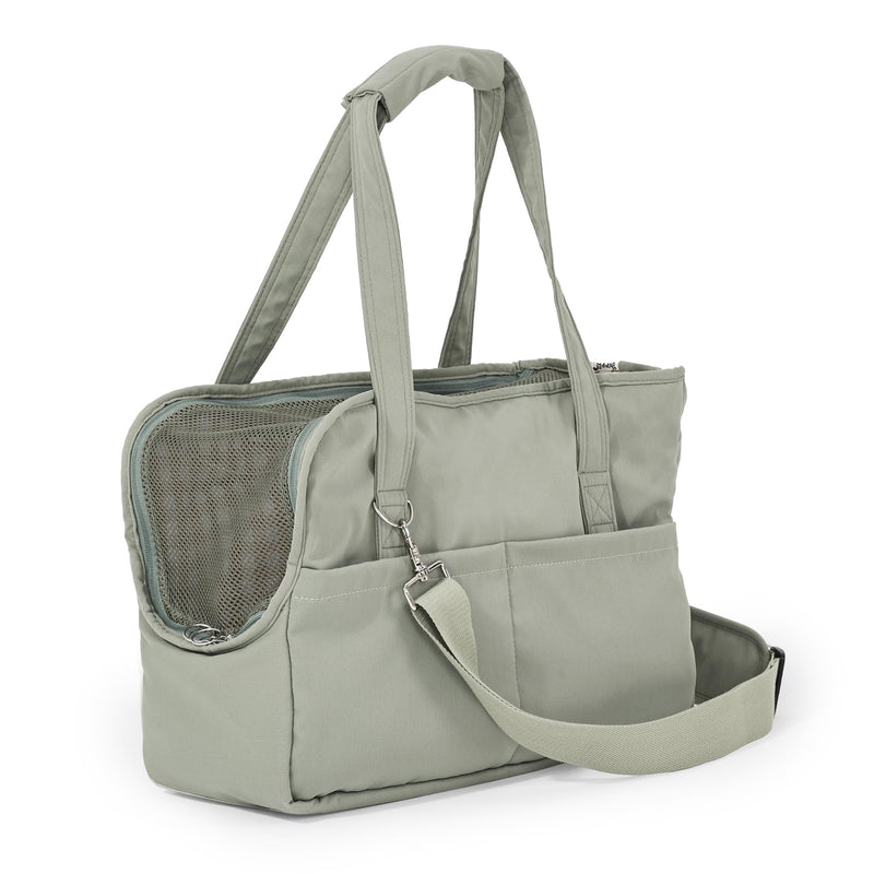 Pet Dog Casual Crossbody Bag, Hands-Free One Shoulder Soft Edged Pet Bag, Fully Open Sunroof Cover with Mesh Window and Large Front Pocket, Pet Carrier Purse for Small Dog Cat?Can Hold 10 Pounds? Green-2