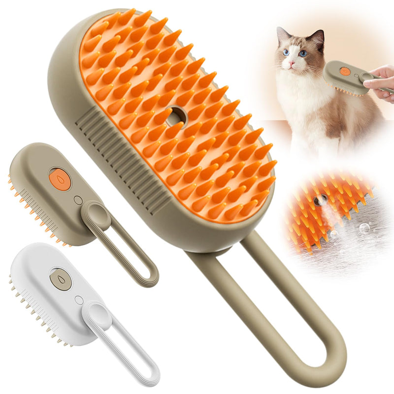 Pet Steam Groomer Brush, 2025 New 3 in 1 Steam Cat Steam Brush for Shedding & Grooming, Multifunctional Hair Removal Comb for Cats Dogs(Khaki) Khaki - PawsPlanet Australia