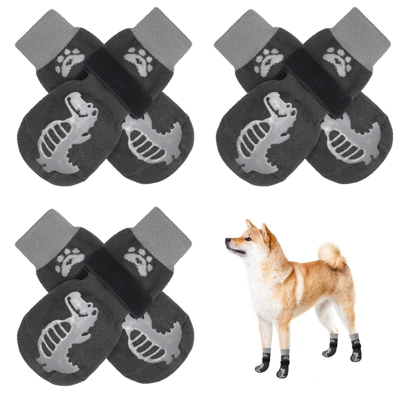 BEAUTYZOO Anti-Slip Dog Socks,Dog Shoes for Hot/Cold Pavement,Paw Protectors with Grips 3 Pairs for Puppy Small Medium Large Senior Old Dogs,Dog Socks to Prevent Licking & Hardwood Floor Protection S(Pack of 6) Alligator Grey - PawsPlanet Australia