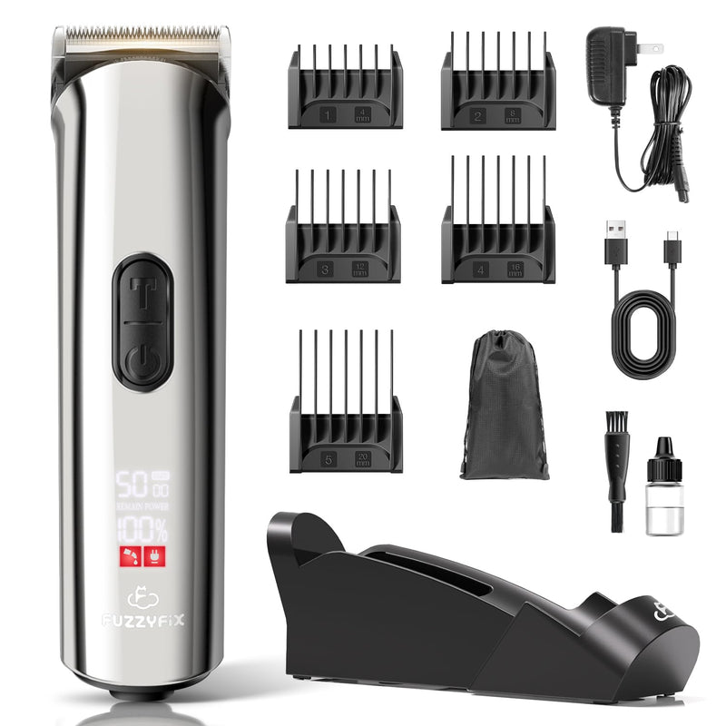Professional Dog Grooming Clippers with Charging Dock, 5-in-1 Adjustable Blade Cordless Pet Grooming Kit 5 Speed Rechargeable Trimmer Hair Shaver with Detachable Guide Combs for Animal Horse - PawsPlanet Australia
