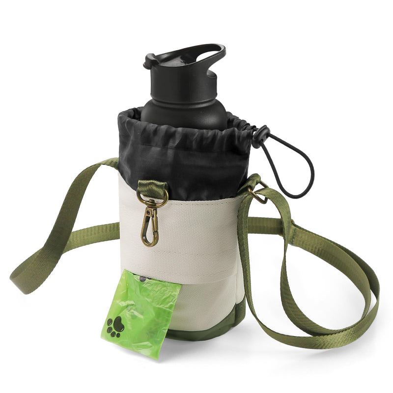 Dog Poop Bag Holder, Pet Waste Bag Dispenser with Water Bottle Pocket, Drawstring Storage for Phone Treats Wallet, Adjustable Strap & Key Hook, Pooper Bag Carrier for Dog Walking - PawsPlanet Australia