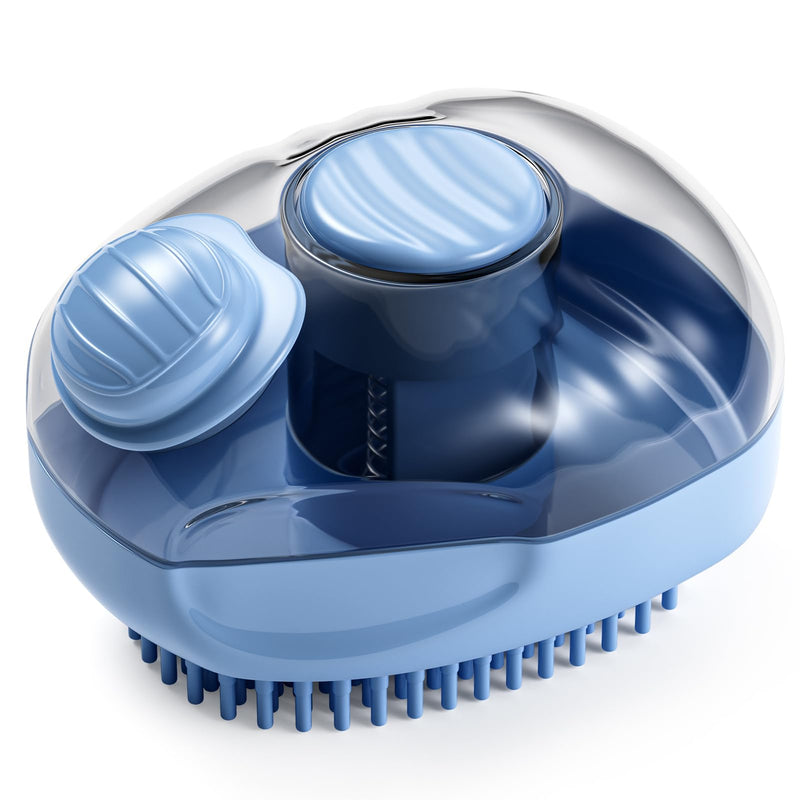 JIGA Cat Brush, Dog Bath Brush with Shampoo Dispensing, Dog Brush for Shedding with Self Cleaning, Dog Grooming Supplies, Blue - PawsPlanet Australia