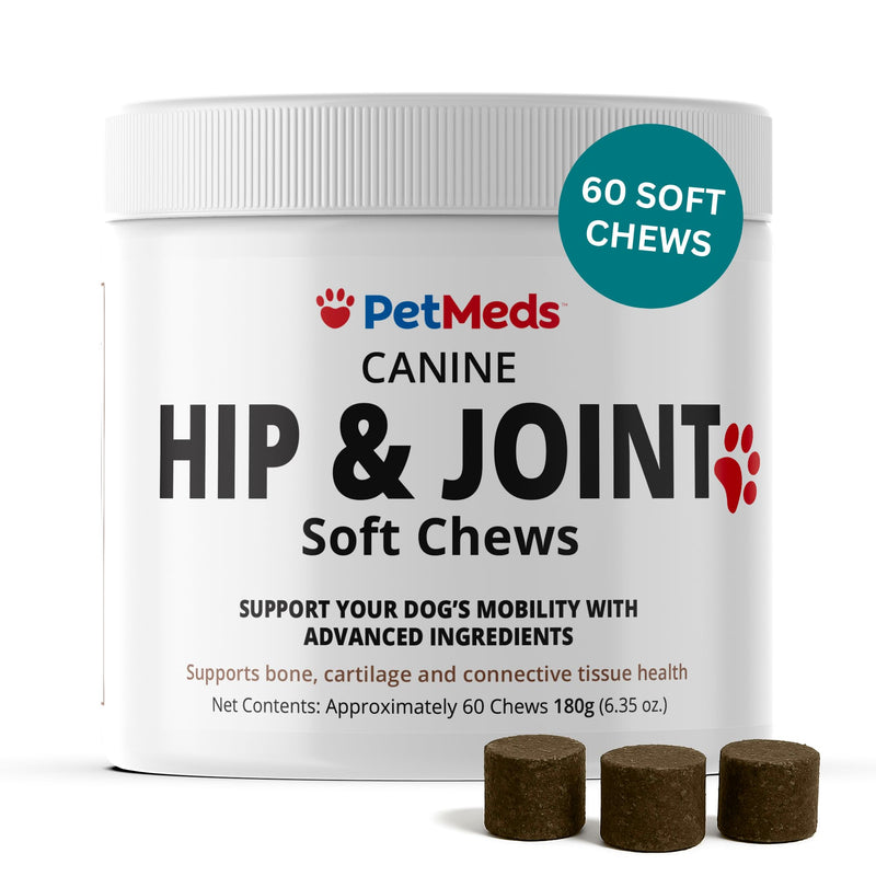 PetMeds Hip & Joint Supplement for Dogs - Vitamins, Glucosamine, MSM, Chondroitin, Collagen for Joint Mobility & Flexibility - Senior Dog Arthritis Support - Beef & Sweet Potato Flavor - 60 Soft Chews - PawsPlanet Australia