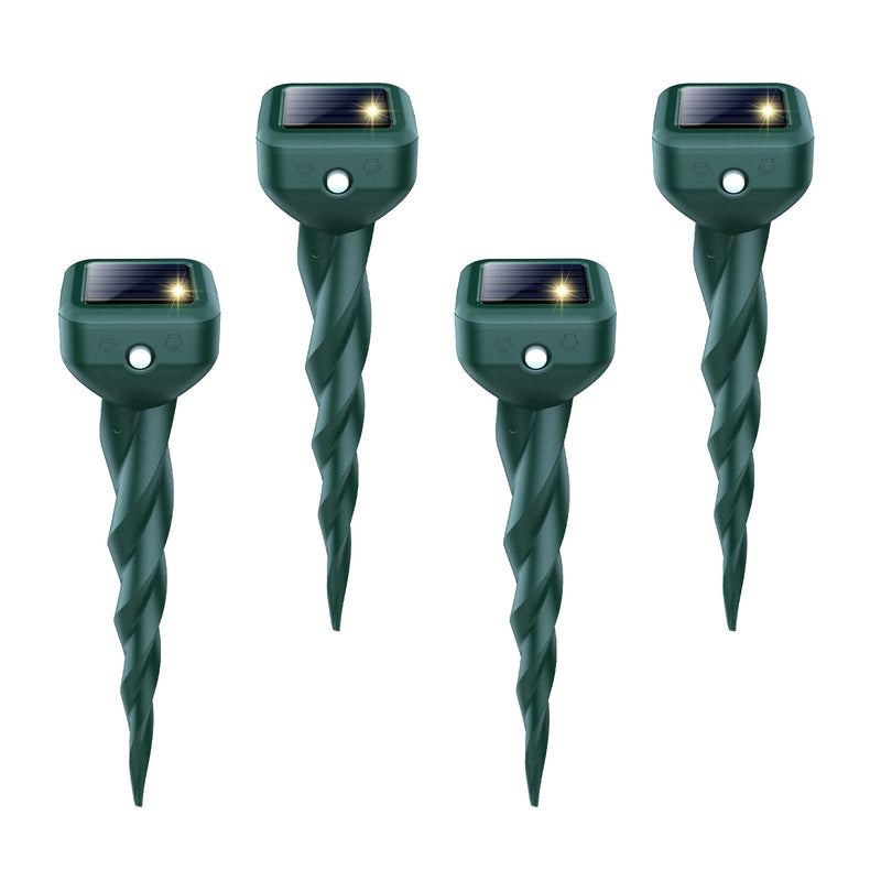 Mole Repellent Solar Powered, 4 Pack Snake & Rabbit Repellent for Yard, IP 65 Waterproof Ultrasonic Deterrent Stakes, Get Rid for Armadillo, Gopher, Vole, Chipmunk, Deer, Groundhog for Lawns Garden 1 Count (Pack of 4) - PawsPlanet Australia