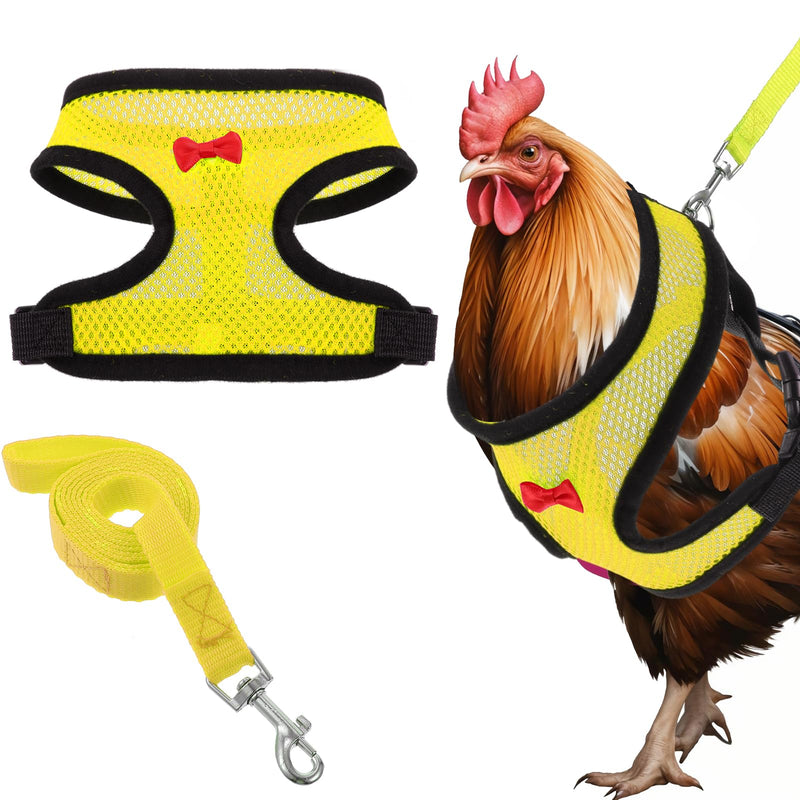 Adjustable Chicken Leashes and Harnesses Set, Double Adjustment Chickens Harness Comfortable Nylon Chicken Vest with 1m Leash for Hens, Ducks, Geese, Small Pets (Yellow, M) yellow - PawsPlanet Australia
