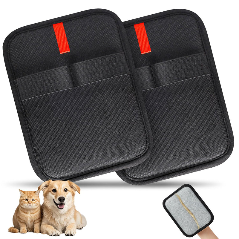 2 Pcs Static Pet Hair Removal Gloves, Reusable Electrostatic Pet Cat Dog Hair Remover Grooming Gloves Brush Tool for Couch, Furniture, Carpet, Car Seat 2 Pack Black - PawsPlanet Australia
