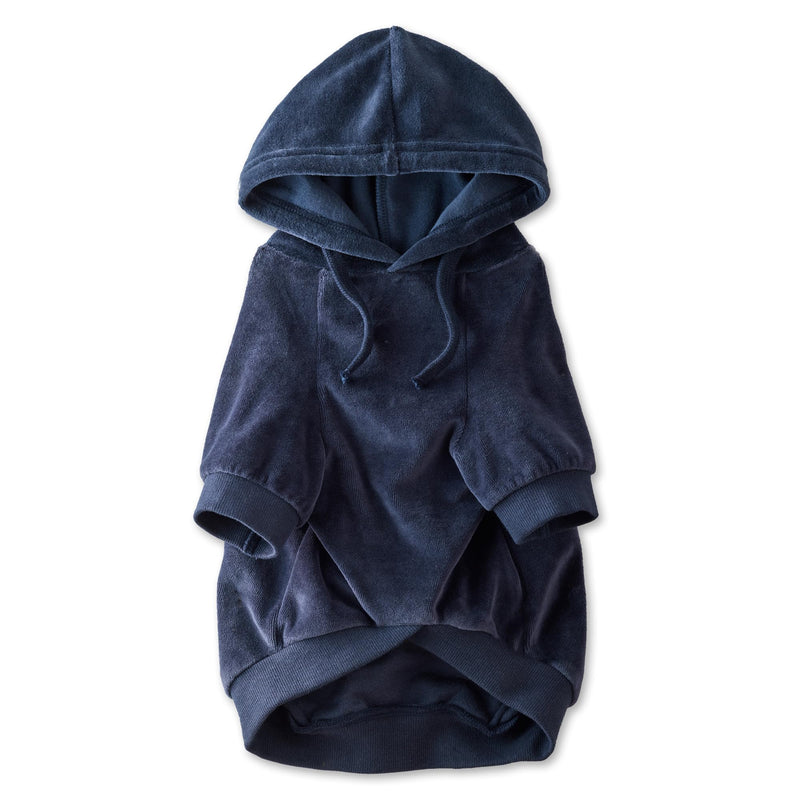 Velour Dog Pet Hoodie Coat for Small, Medium and Large Dogs, Navy, Small Small (10-25 lbs) - PawsPlanet Australia