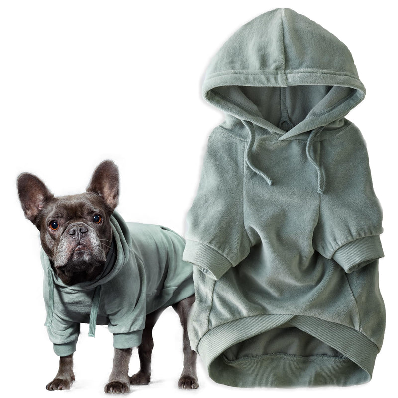 Cooper II Organic Cotton Velour Dog Hoodie Pet Coat for Small, Medium and Large Dogs, Sage, X-Large (55-80 lbs) X-Large (55-80 lbs) - PawsPlanet Australia