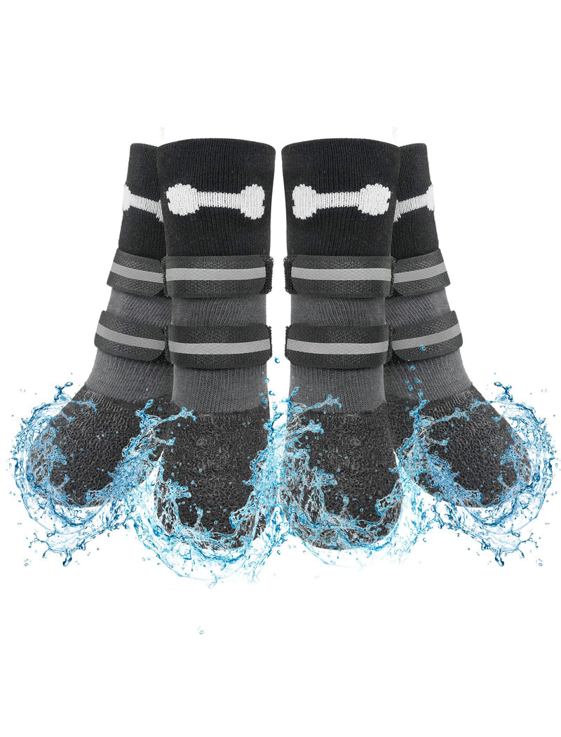 SCENEREAL Anti Slip Dog Socks Boots, Dog Shoes for Hot/Cold Pavement, Waterproof Grip Doggy Booties for Hardwood Floor, Rain Paw Protectors for Small Medium Large Senior Old Dogs, Black M M(2.1"x1.9")(Paw L*W) Black(Pack of 4+2) - PawsPlanet Australia