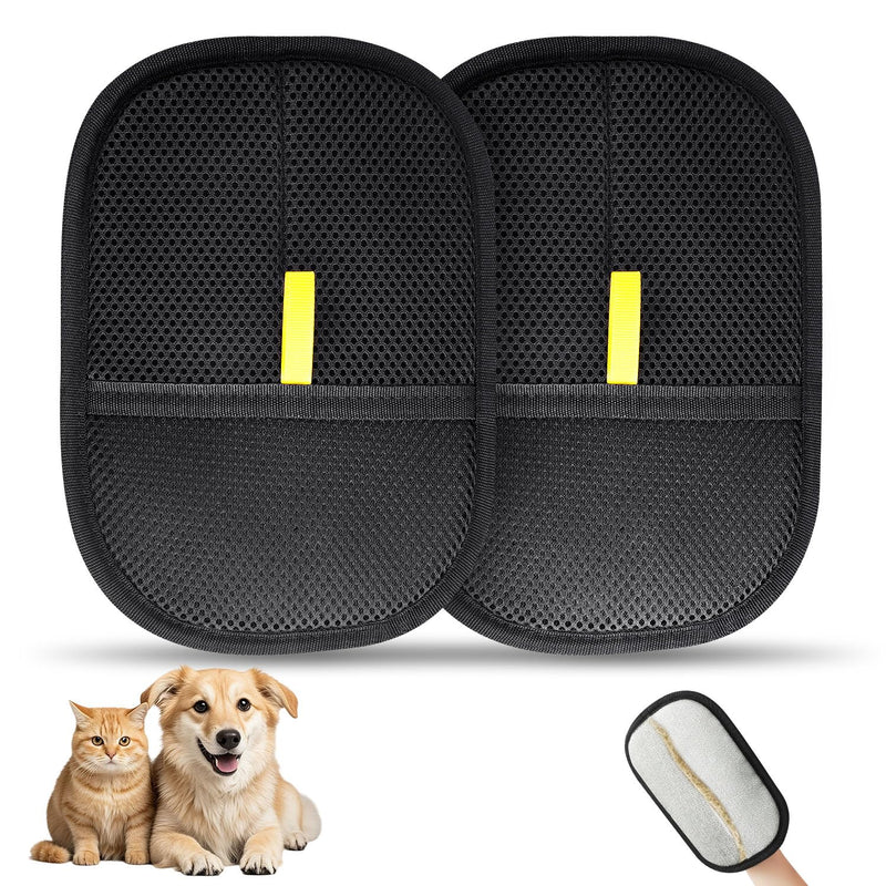 2 Pcs Static Pet Hair Removal Gloves Brush, Reusable Electrostatic Cat Dog Pet Hair Remover Grooming Glove Brush Tool - PawsPlanet Australia