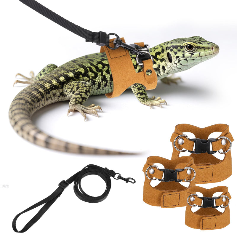 Bewudy 3 Pack Bearded Dragon Harness Leash Set, Adjustable Lizard Harness Bearded Dragon Leash Lizard Reptile Walking Leashs for Lizards Squirrel and Other Small Reptiles (3 Sizes) - PawsPlanet Australia