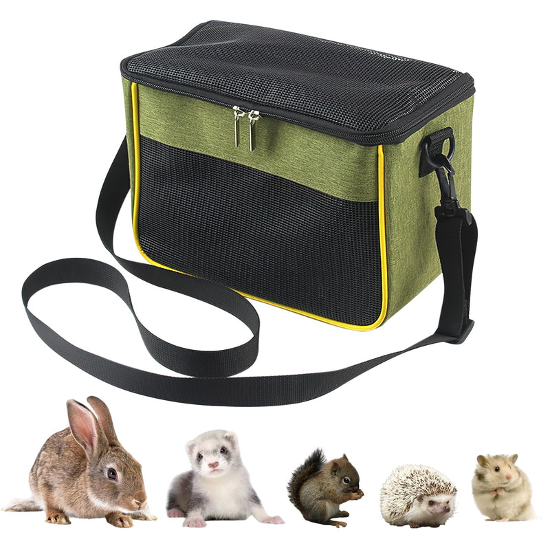 haozaikeji Guinea Pig Carrier Bag Portable Rabbit Travel Bag Breathable Small Animal Outgoing Pouch Hamster Carrier with Pad Green - PawsPlanet Australia
