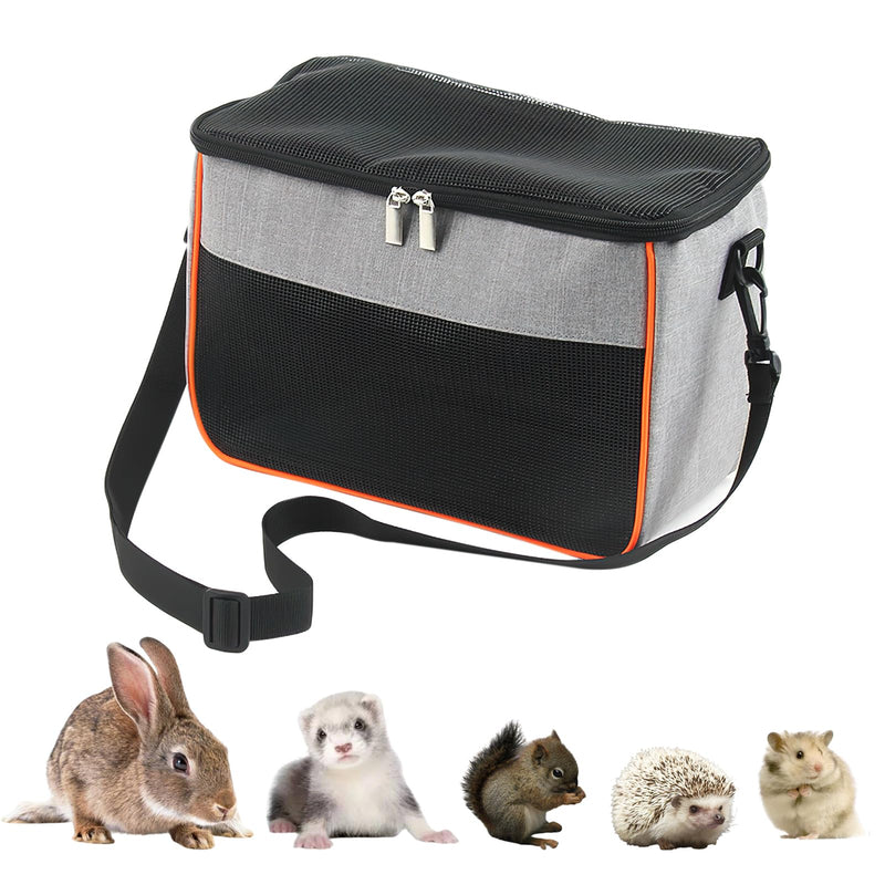 haozaikeji Guinea Pig Carrier Bag Portable Rabbit Travel Bag Breathable Small Animal Outgoing Pouch Hamster Carrier with Pad Grey
