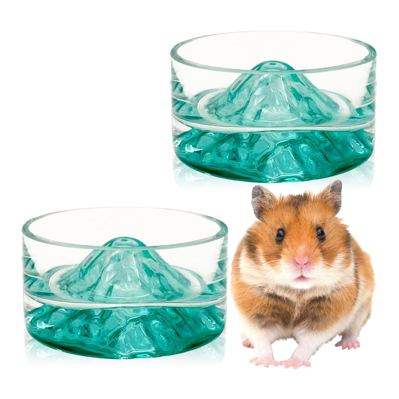 BNOSDM 2Pcs Hamster Food and Water Bowl Mountain Fuji Style Glass Drinking Dwarf Hamster Feeder Anti-Turning Dish for Syrian Hamsters Gerbils Mice Rats or Other Similar-Sized Pets (Green) 2 Pack Green - PawsPlanet Australia