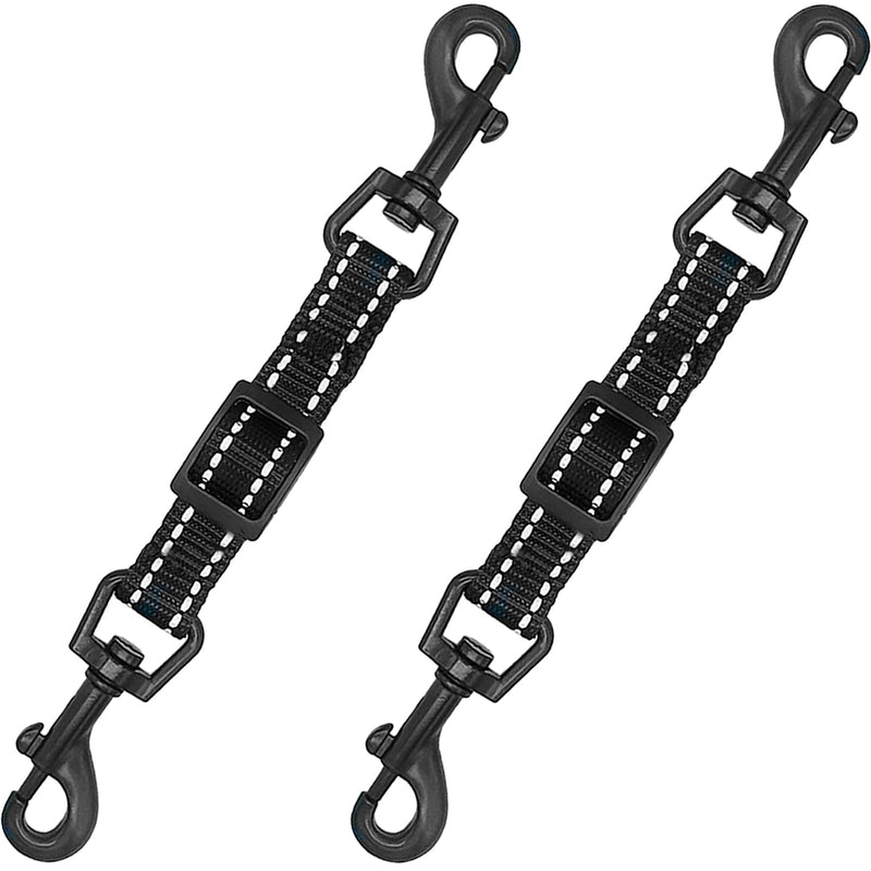 2 Pcs Dog Collar Safety Clips with Double Ended Clasps | Adjustable Collar Backup Clip for Dog Harness & Collars Connectors, Training for Walking, Running, and Hiking, Safety Clip - Black - PawsPlanet Australia