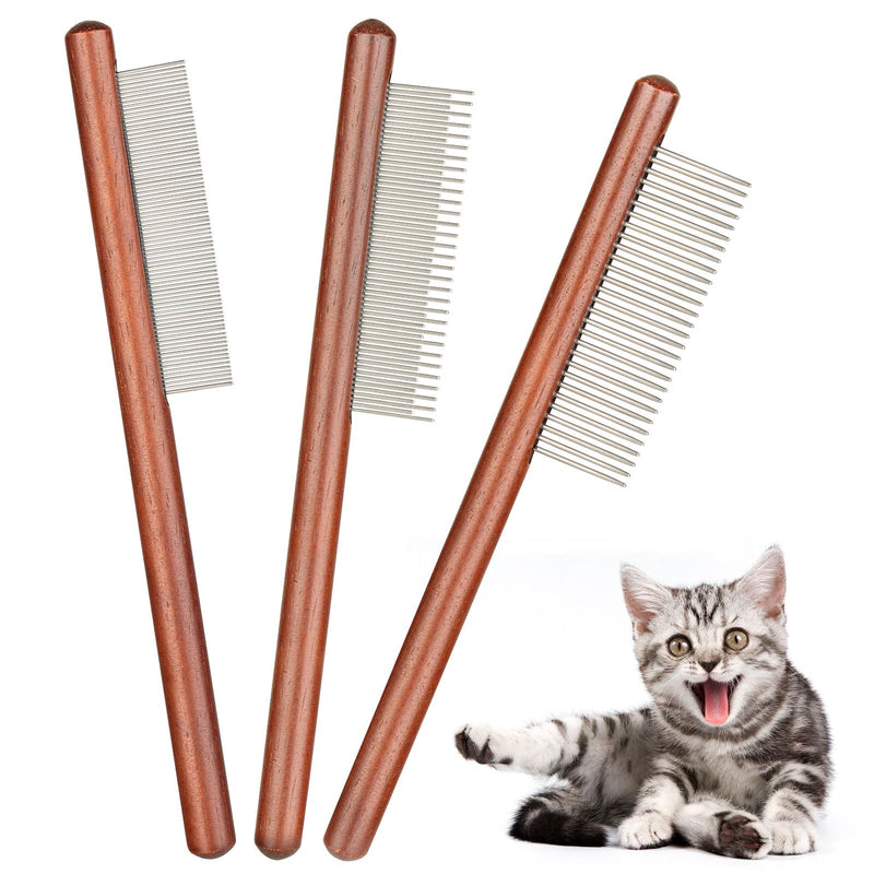 3PCS Solid Wood Pet Comb for Cats Dogs & rabbits,Stainless Steel TeethComfort and safety,Removes Tangles and Loose Fur, Grooming Comb for Small Medium Pets - PawsPlanet Australia