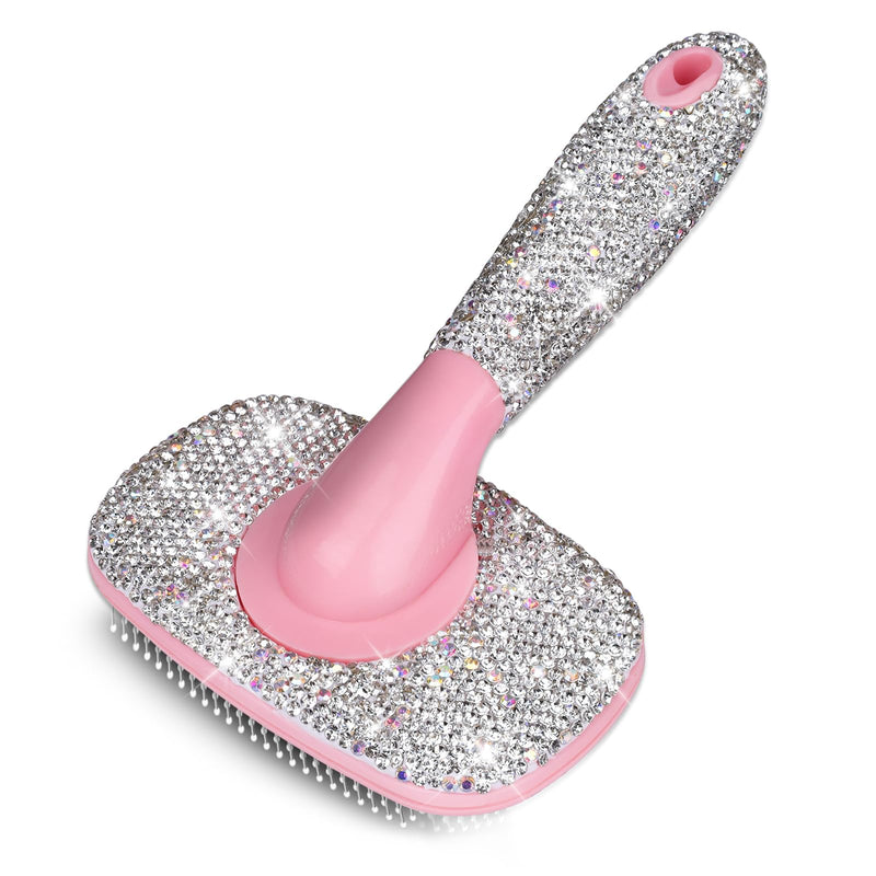Pet Grooming Brush with Ceramic Clay Craft & Diamond-Embedded Design - Washable, 360° Rotating Head for Dogs/Cats.Large 16x10cm Large