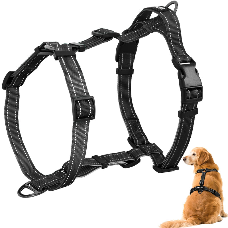 No-Pull Harness,Y-Shaped Design,Buckle-Neck Balance Harness with Reflective Stitching, Ideal for Dog Training and Night Walking, Padded Handle, Durable High-Tensile Nylon-Black-L Black L - PawsPlanet Australia