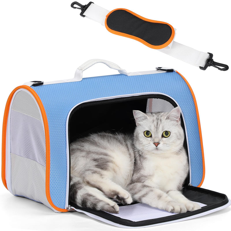 A 4 Pet Cat Carrier, Airline Approved Pet Carrier for Small Medium Cats Dogs Puppy with Safety Tether, Lightweight EVA Soft-Sided Bag, Anti-Collapse for Plane Car Train Vet