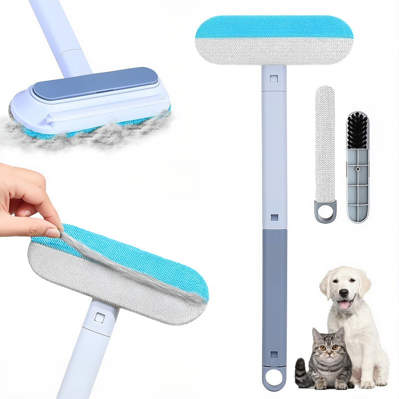 Pet Hair Remover 4 in 1- Reusable Long Handle Dog Hair Remover Brush, Washable Lint Cleaner for Dog and Cat Hair, Gentle on Furniture, Multifunctional Hair Removal Brush, 2 Pcs Carpet Scraper - PawsPlanet Australia