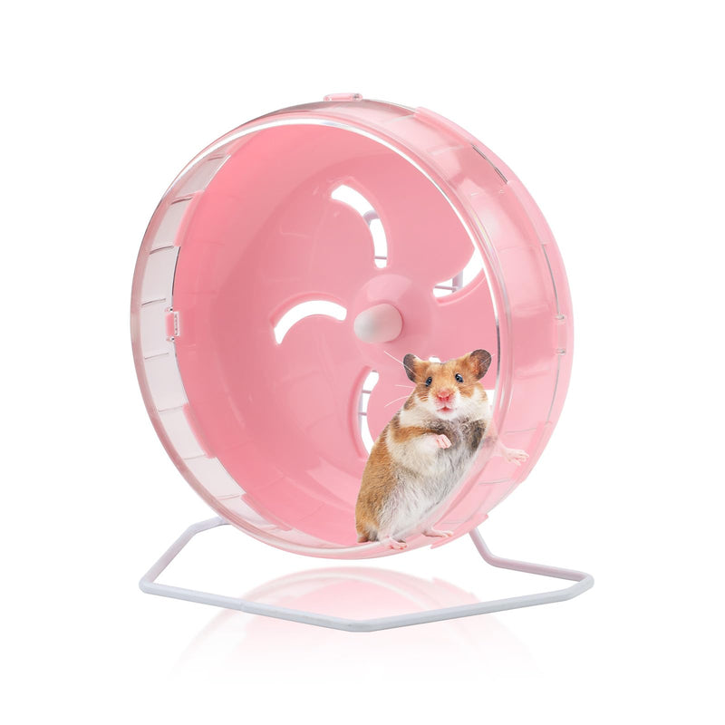 Pink 8.4" Silent Hamster Wheel with Height-Adjustable Stand, Quiet Spinning Hamster Exercise Wheels, Small Animal Chinchilla Running Toys Cage Accessories for Gerbils Mice Rats (Pink) Pink - PawsPlanet Australia