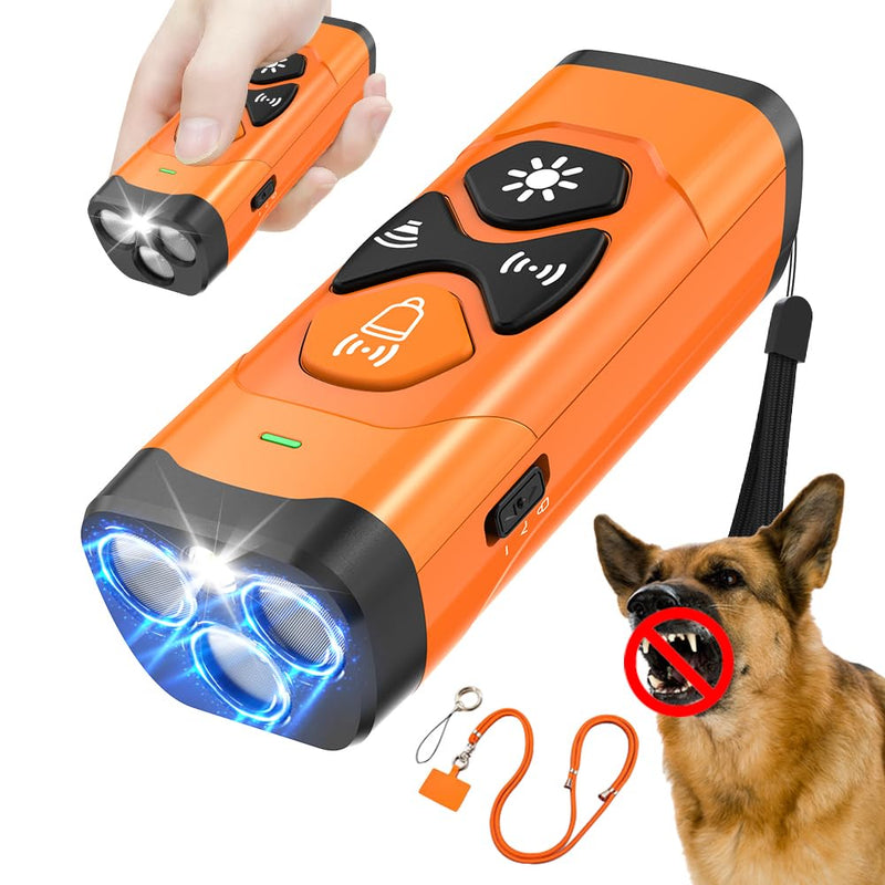 Stop Dog Barking - Safe Ultrasonic Trainer, 2025 Upgrade Anti Barking Device 30FT Range, Adjustable Portable & Rechargeable 3X Ultrasonic Bark Deterrent for Own or Neighbor’s Dog - Indoor&Outdoor Orange - PawsPlanet Australia