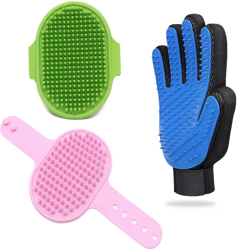 Dog Washing Gloves Brush for Pet: JOANGIHC 3PCS Dogs Shedding Wash Massage Gloves Grooming for Short Long Haired Dogs Cats (Pink) Pink - PawsPlanet Australia