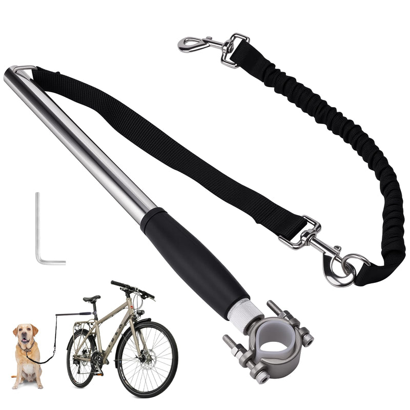 Hands Free Dog Bike Leash - Heavy Duty Bicycle Attachment with Quick Connect & Buffer Rope, Fit Leash for Medium Large Dogs - Cycling, Jogging, Outdoor Exercise (Black) - PawsPlanet Australia