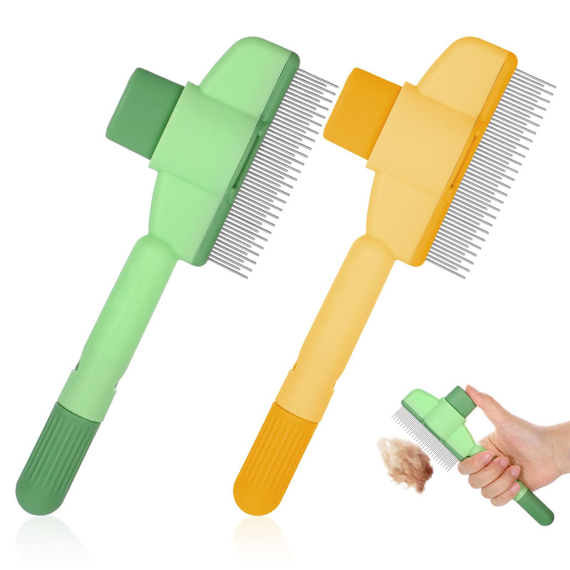 2 Pack Flea Comb for Cats Dogs Brush for Shedding with Release Button Fine Tooth Cat Combs for Grooming Pet Hair Removal Comb with Stainless Steel Teeth Self-Cleaning Pets Brush for Cat Dog Pet - PawsPlanet Australia