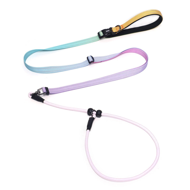 QQPETS Adjustable Slip Lead Dog Leash, Hands Free Waist Leash for Dog Walking, Reflective Training Lead with 360° Swivel Anti-Tangle, 4-7 ft Length for All Breeds Color Gradient - PawsPlanet Australia