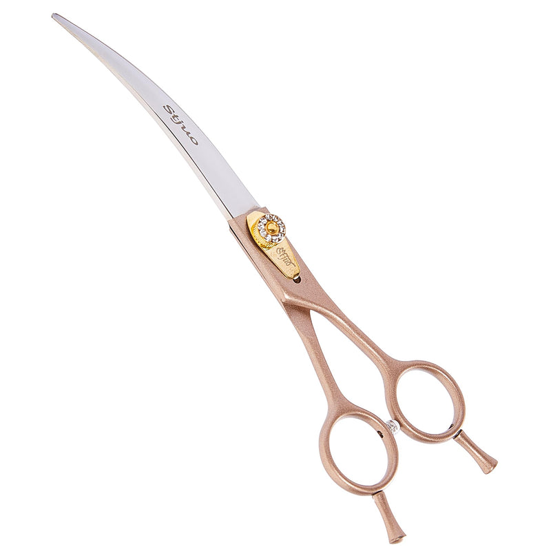Professional Dog Grooming Scissors Rose Gold 440C Stainless Steel Straight Thinning Curved Chunker Shears for Pet Grooming Services Dogs and Cats (Curved, 7.5‘’) 7.5‘’ - PawsPlanet Australia
